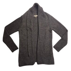 Mary Firenze Italy Womens Large Gray Alpaca Wool Blend Shawl Open Front Cardigan